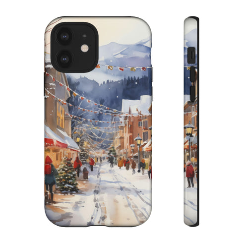 Bustling Victorian Christmas Market - Impact Resistant Phone Case iPhone 12 Glossy